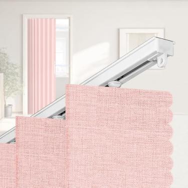 Imagem de Jilron Cortina de porta sanfonada, instalação adesiva 100% cortinas de entrada blackout, adequada para quarto, armário, divisória de quarto, rosa 109 cm L × 78 cm C, 1 peça