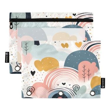 Imagem de Wassud Pacote com 2 pastas de fichário Rainbows, pastas de bolso com 3 furos, organizador de fichários para casa, escritório