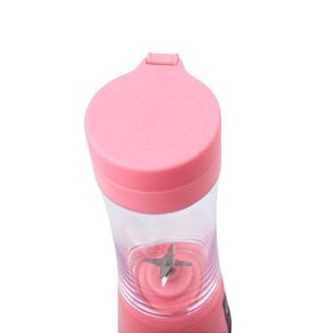 Imagem de Mini Liquidificador Portátil Recarregável, 380ml, 6 Lâminas, 22000 RPM, Rosa, ABS e Aço Inox