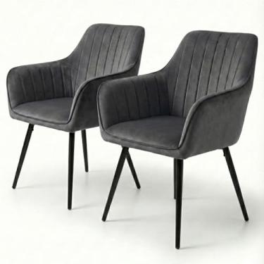 Imagem de Kit Poltrona Decorativa Magnólia Duoffice Du03 Estofada e Pés em Metal Preto para Sala e Recepção