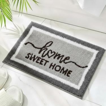 Imagem de Drydiet Tapete de banheiro cinza rústico tapete de banho macio macio macio absorvente tapetes de banho antiderrapante secagem rápida lavável para banheiro, interior, exterior, entrada de casa, capacho