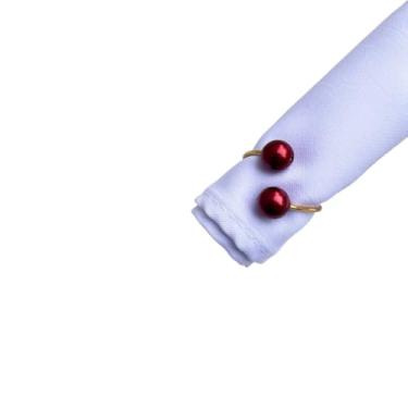 Imagem de Kit Anel Porta Guardanapo Casamento Mesa Posta Único Metalico Com Perola(Vinho,12)