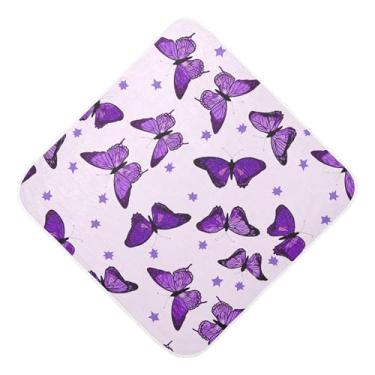 Imagem de Burbuja Toalha de banho Butterflies Baby - Toalha com capuz de musselina macia e absorvente para recém-nascidos e bebês, 76 x 76 cm