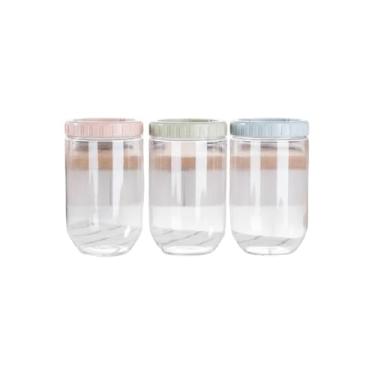 Imagem de Conjunto 3 Potes Plástico com Tampa Hermética, Polipropileno sem BPA, 450ml/1000ml/1600ml, Cores Sortidas, Empilhável, para Armazenamento de Alimentos