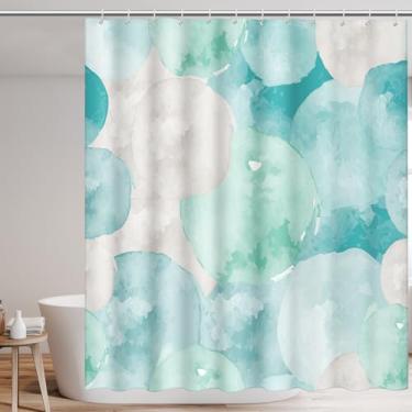 Imagem de Cortina de chuveiro de banheiro com estampa abstrata estilo lavagem de tinta, poliéster impermeável com 12 ganchos, acessórios de cortina divisória de banheira, decoração de casa, 182 cm × 182 cm