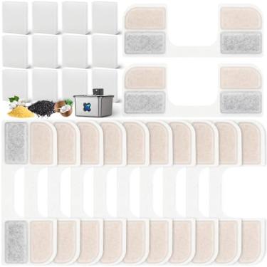 Imagem de Pacote com 24 filtros de substituição para fonte de água para gatos FEELNEEDY (FN-W17) - Fonte de água para animais de estimação de 3,061 g/3,2L, pacote com 12 filtros + 12 esponjas de bomba