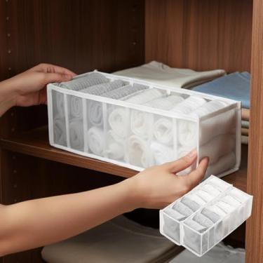 Imagem de Conjunto de bolsa de armazenamento de roupas íntimas, organizador de malha multiuso para lingerie e acessórios pequenos, armazenamento conveniente para viagens e uso doméstico, Branco, pacote com 2