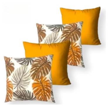Imagem de KIT 4 ALMOFADAS CHEIAS DECORATIVAS 45x45 CENCHIMENTO(COSTELA 14 C/MOSTARDA)