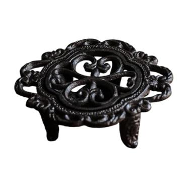 Imagem de YWJLQH Aquecedor de Bule E Prato em Ferro Fundido com Base de Aquecimento, Acessórios para Conjunto de Chá, Aquecedor de Velas para Pátio, Quintal, Estilo a