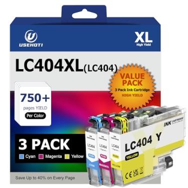 Imagem de USEHOTI Cartucho de tinta colorida LC404 LC404XL para impressoras Brother, compatível com MFC-J1205W, MFC-J1215W (1 ciano, 1 magenta, 1 amarelo, 3 unidades)