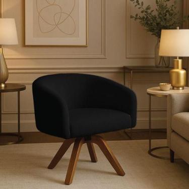 Imagem de Poltrona Sala Base Giratória Madeira Arielle Bouclê D03 - D'rossi Pret