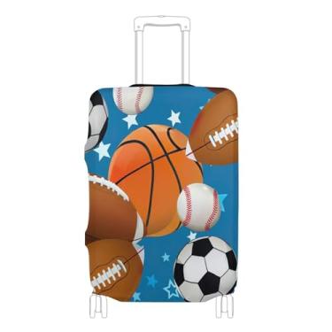 Imagem de Joisal Bolas de basquete esportivas futebol azul protetor de bagagem personalizado capas de mala essenciais de férias manga colorida, P, serve para capa de 45 a 50 cm, Bolas de basquete esportivas
