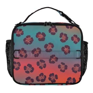 Imagem de Joisal Lancheira gradiente com manchas de leopardo para mulheres, meninas, lancheira masculina e infantil, lancheira para trabalho, bolsa térmica para alimentos portátil para adultos