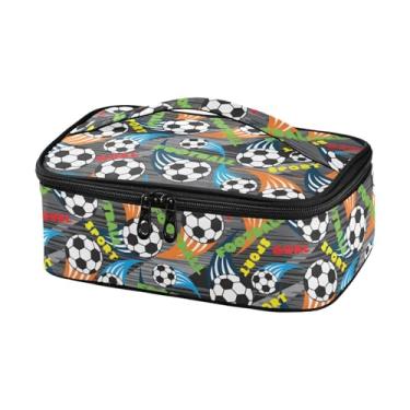 Imagem de Bola de futebol abstrata Fooball 9 pequena lancheira isolada portátil para mulheres com alça térmica macia