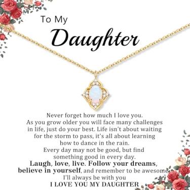 Imagem de DONYUDE Presentes de Natal para filha, mãe, irmã, meias de ouro, colar de opala para mulheres, melhor amiga, neta, com opala e pedra do mês de outubro, joias, presentes de aniversário, normal, Aço