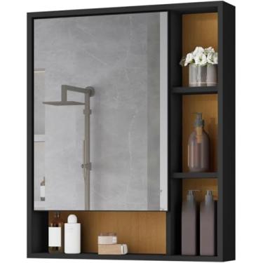 Imagem de Armário Banheiro Espelho Armário Banheiro Com Espelheira Porta(Preto com Nature)