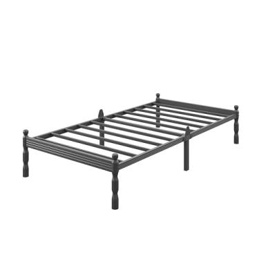 Imagem de COMASACH Estrutura de cama de solteiro de 30 cm com rolha deslizante de colchão, estrutura de cama de plataforma dupla, estilo vintage, ripas de aço resistente, sem necessidade de mola box