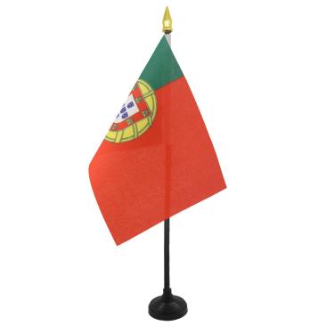 Imagem de Bandeira de mesa AZ bandeira de Portugal 10 x 10 cm – Bandeira de mesa portuguesa 15 x 10 cm – Lança dourada
