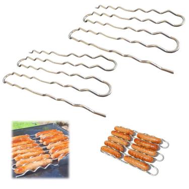 Imagem de DMXGJD Rack de rolo de salsicha para churrasco, design de rolamento de 360°, suporte de grelha de aço inoxidável para salsicha, suporte giratório de cachorro-quente para acampamento ao ar livre em