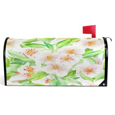 Imagem de TSENQUE Capas magnéticas decorativas para caixa de correio de primavera envoltórios de vinil caixa de correio moderna decoração de jardim verde floral pastel tamanho padrão 52,6 x 45,8 cm