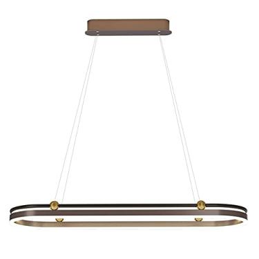 Imagem de Lustre moderno circular LED dimerizável, lustre oval linear LED, luminária pendente em acrílico para sala de jantar, hall de entrada, ilha de cozinha, 72W.