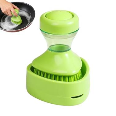 Imagem de Escova de cozinha – esfregão dispensador de – esfregão de cozinha com suporte – para panela, pia, fogão, tigela, placa, tábua de corte, limpeza