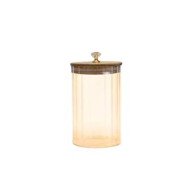 Imagem de Conjunto de Potes de Vidro com Tampa, Transparente Âmbar, Tamanhos Variados, Decorativo (600ml)