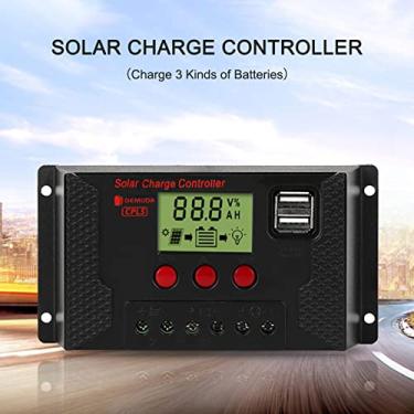 Imagem de SIWOTED 100A Controlador de carga solar, Controlador de painel solar 12V / 24V Display LCD ajustável Regulador de bateria do painel solar com porta USB dupla, carregar 3 tipos de