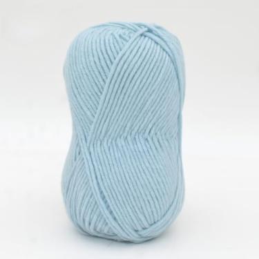 Imagem de Fio de algodão de leite de 4 camadas para crochê – fio de tricô macio para amigurumi, chinelos, cobertores e projetos de artesanato DIY (14 azul claro)