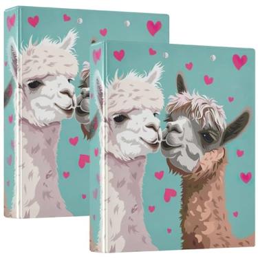 Imagem de Fichário de duas alpacas fofas com três anéis de 3 cm, comporta 200 folhas de prancheta floral animal, fichário planejador, 31,5 x 27 x 6 cm, pacote com 2