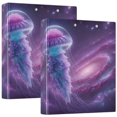 Imagem de Fichários personalizados com 3 anéis roxos com 3 anéis de 3 cm comporta 200 folhas, 3 pastas de anéis, 31,5 x 27 x 6 cm, pacote com 2