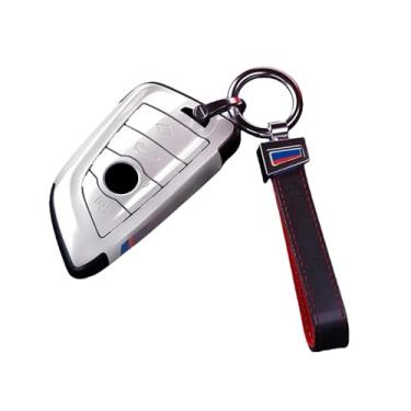 Imagem de Capa de chave de carro de fibra de carbono compatível com Bmw X1 X3 X4 X5 X6 X7 1 3 5 6 Série G20 G30 G11 F15 F16 G01 G02 F48 M Titular Chaveiro(White Pro)