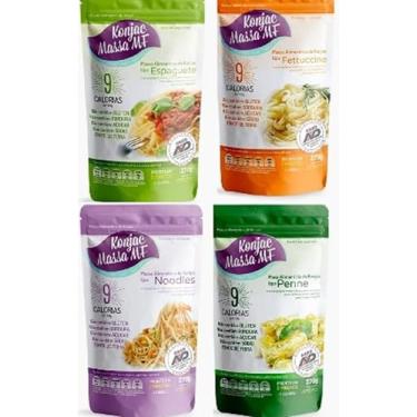 Imagem de Kit 04 Konjac Massas Tipo Espaguete,Fettuccine,Noodles,Penne de 270g