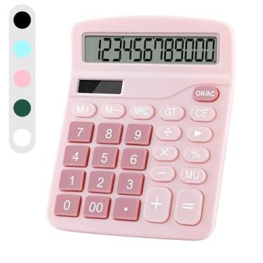 Imagem de Calculadora de mesa de 12 dígitos com tela grande, fácil de usar, calculadora básica de escritório para escritório em casa, escritório, trabalho (rosa)