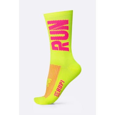 Imagem de Meia de Corrida HUPI Run Amarelo Neon/Rosa, Amarelo, Rosa, UNICO