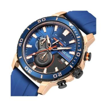 Imagem de Relógio De Pulso Casual Masculino MEGIR Luxuoso Cronógrafo 30M À Prova