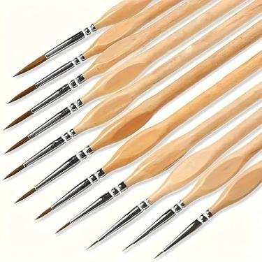 Imagem de Conjunto de pincéis para detalhes de pintura | 11 peças | Pincéis de ponta fina | Adequado para micropintura, pintura acrílica, pintura em aquarela, pintura a óleo, modelagem, artesanato, desenho de