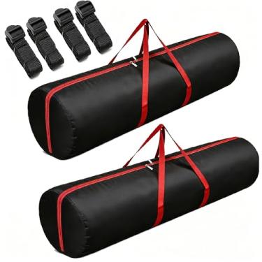 Imagem de Bolsa esportiva Oxford 600D com camada impermeável, zíper bidirecional, bolsa longa para cama dobrável, colchão, edredom, cadeira de acampamento, guarda-chuva de praia (2 tamanhos: 38 x 120 cm), Preto