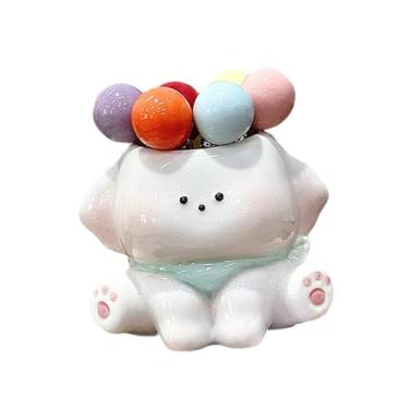 Imagem de Ｂｅｓｇａ Garfos para Frutas com Suporte de Cachorrinho de Cerâmica, Palitos Decorativos para Sobremesas E Lanches, Ideais para Casa, Lenço Azul