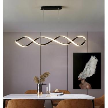 Imagem de Luminária pendente LED para sala de jantar, luminária pendente linear com intensidade ajustável e controle remoto, ideal para mesa de jantar na cozinha, sala de estar, escritório e canto da