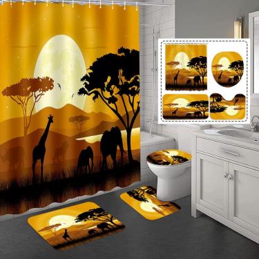 Imagem de Conjunto de cortinas de chuveiro Safari Sunset, poliéster, 4 unidades