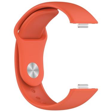 Imagem de KAVJU Pulseira de silicone para Huawei Watch Fit 3, acessórios para smartwatch, pulseira esportiva correa de substituição para Huawei Watch serve para 3 pulseiras (vermelho chá laranja)