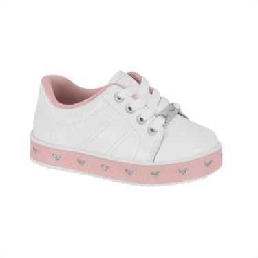 Imagem de Tênis Infantil Feminino Molekinha Com Solado Decorado, Branco, Prata, 