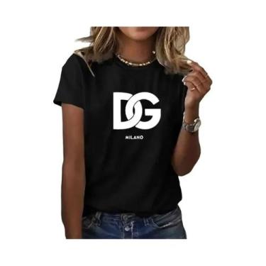 Imagem de Camiseta Feminina De Verão Estampada Casual Com Padrão De Letras Manga
