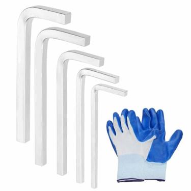 Imagem de HARFINGTON 5 peças chave quadrada em forma de L 3/4/5/6/7 mm chave L chave de parafuso métrico 4 pontos ferramenta de reparo com luvas para reparo doméstico básico de projetos DIY e aplicações gerais