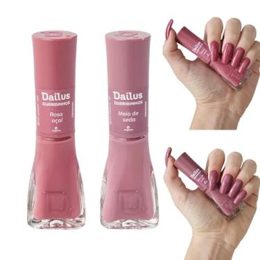 Imagem de Kit Esmalte Dailus Nude Rosa Marrom Cremoso Queridinhos (Rosa Açai e Meia de Seda)