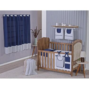 Imagem de Enxoval Bebe Kit Berço Americano Cortina Algodão Menino