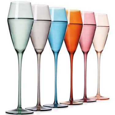 Imagem de TrophyToast Taças de champanhe, conjunto de vidro colorido (multicolorido)
