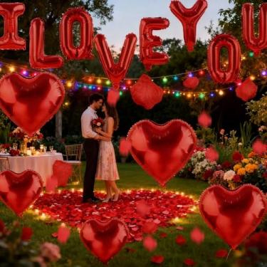 Imagem de Conjunto de pétalas de balão em forma de coração para o dia dos namorados, propostas de tema romântico, casamentos, aniversários, decorações de festa, suprimentos