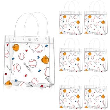 Imagem de Locmeo 24 peças de bolsa transparente de beisebol com alças PVC tema esportivo doces sacos a granel para presentes de equipe esportiva lembrancinhas de festa de aniversário, 20 x 20 x 8 cm